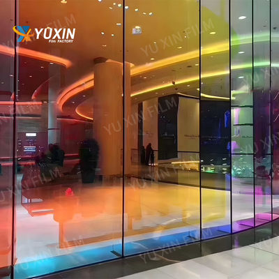 Commercial Colourful Rainbow Dichroic Window Tint Dazzling Building Film 2mil Thick